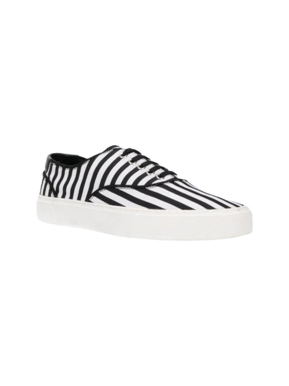 NWOT Saint Laurent Venice White Black Striped Canvas Low Sneakers EU size 38